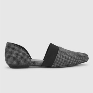 Eileen Fisher Women's Flute Gray Houndstooth Flast D'Osay Slip-On Size 9